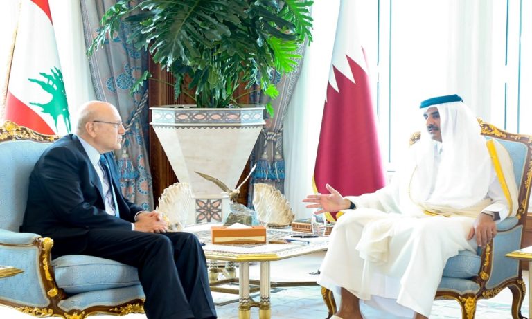 الأوضاع-في-غزة-بين-ميقاتي-وأمير-قطر